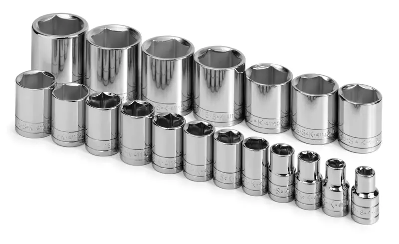 19-Piece 1/2″ Drive 6-Point Fractional Chrome Socket Set – Standard