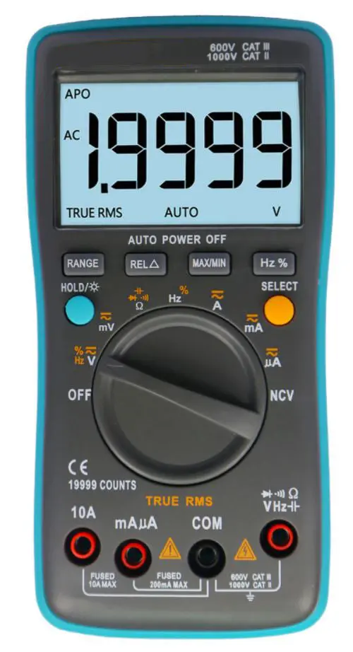 19999-Count Multimeter with NCV Detection, Frequency, 200MΩ Resistance, and Auto Power-Off