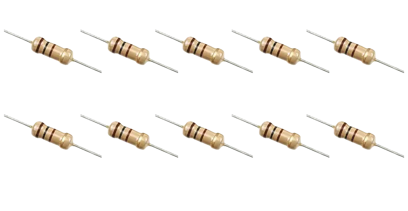 1W Carbon Film Resistors – 10-Pack, 10 Ohms ±5% Tolerance