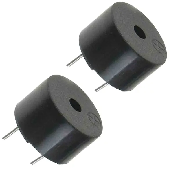 2-Pack 12VDC Piezo Buzzer — 85dB Sound Pressure at 4000Hz, Sealed 13.8 × 7.5mm Housing