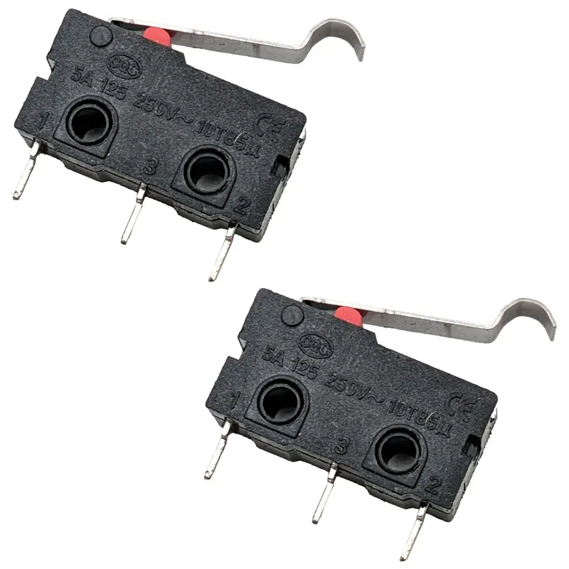 2-Pack SPDT Snap-Action Micro Switches – 5A/250V AC, PC Lead Terminals