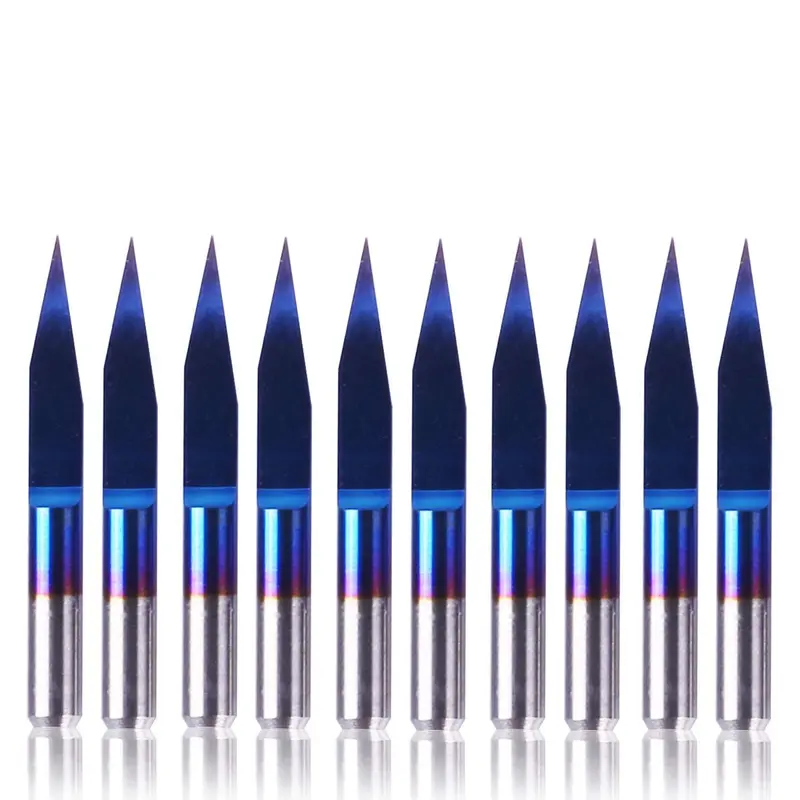 20-Degree V-Cut Engraving Bits, 70V20, 1/8-Inch Shank, 0.1mm Precision Tip, 10-Piece Set