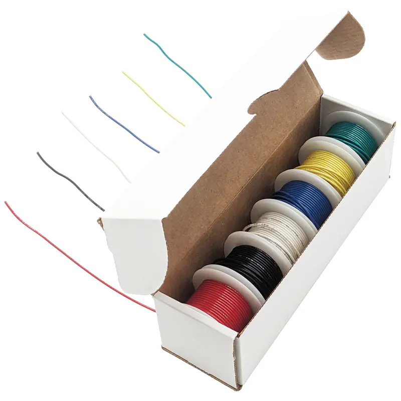 20-Gauge Tinned Copper Hook-Up Wire Kit – 6-Color 25-Foot Spools with PVC Insulation