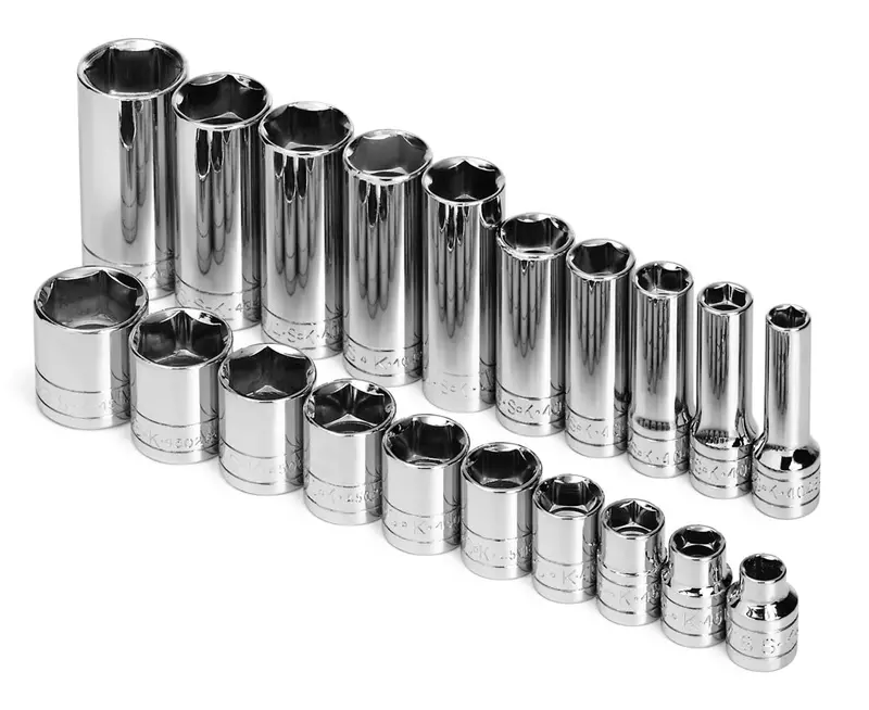 20-Piece 3/8″ Drive 6-Point SAE Socket Set – Standard and Deep