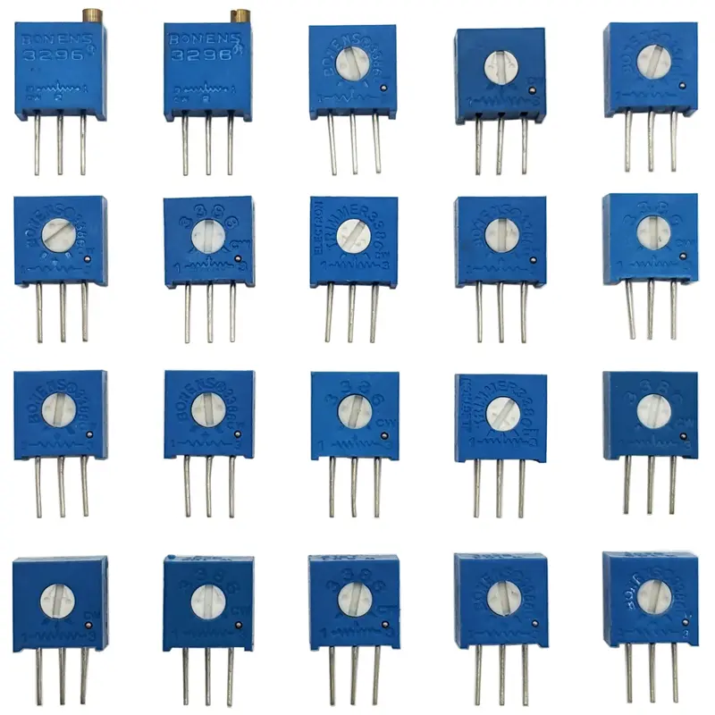 20-Piece Cermet Potentiometer Kit – 10 Values (500Ω–1MΩ), Vertical 3/8″ Square Top-Adjust Types