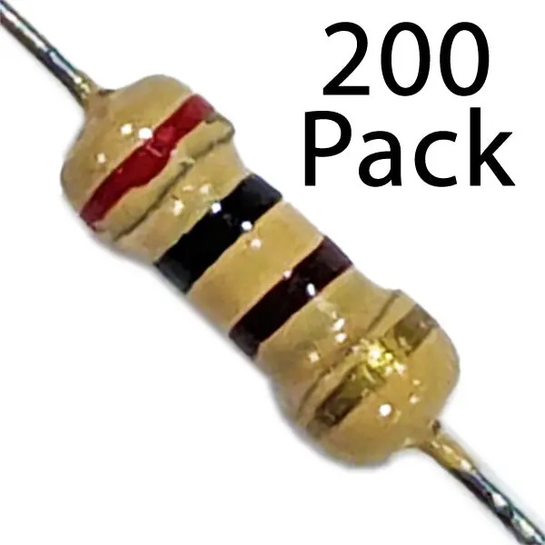 200-Pack 200Ω Carbon Film Resistors – 0.25W, ±5% Tolerance, Industrial-Grade Axial Lead