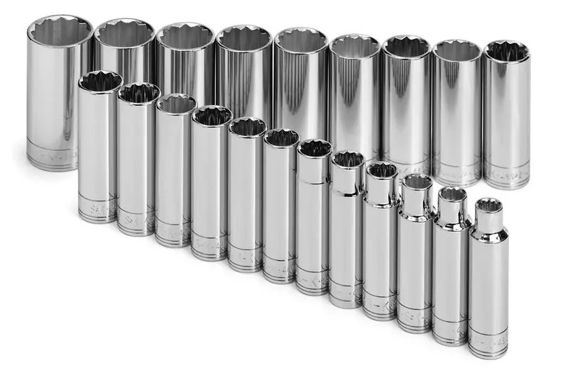 21-Piece 1/2-Inch Drive 12-Point Deep Metric Chrome Socket Set