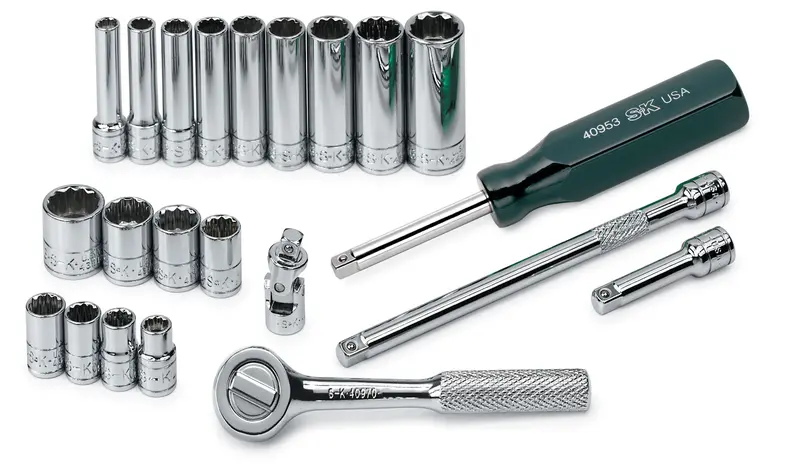 22-Piece 1/4″ Drive 12-Point Standard Fractional Chrome Socket Set