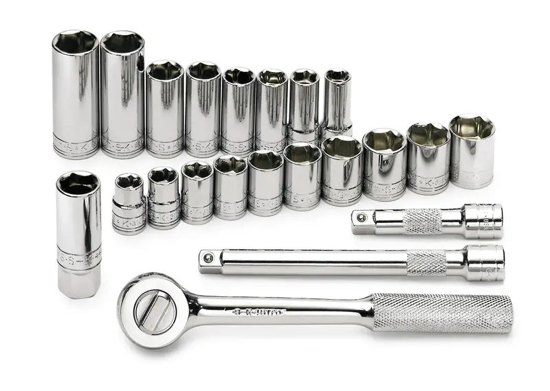 22-Piece 3/8″ Drive 6-Point Chrome Metric Socket Set – Standard & Deep