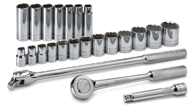 23-Piece 1/2″ Drive 12-Point SAE Socket Set – Standard and Deep