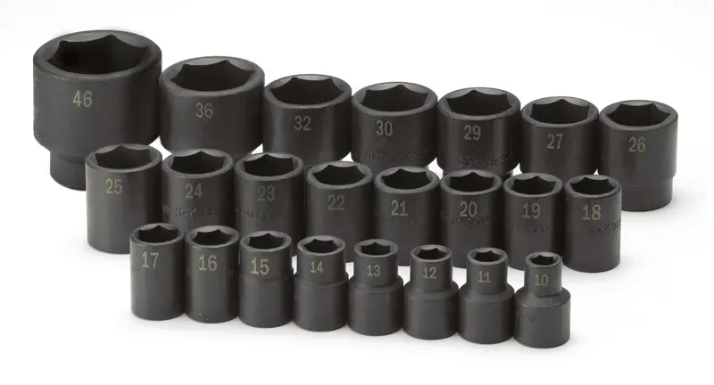 23-Piece 1/2″ Drive 6-Point Metric Standard Impact Socket Set