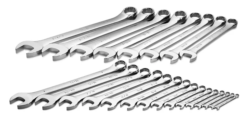 23-Piece Fractional 12-Point Standard Combination Chrome Wrench Set