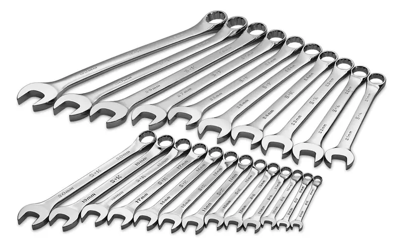 23-Piece Metric 12-Point Standard-Length Combination Chrome Wrench Set