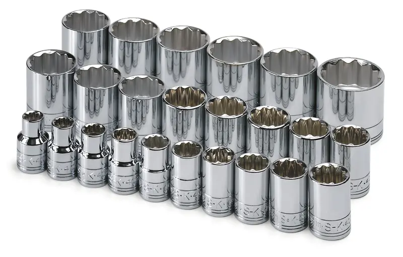 24-Piece 1/2-Inch Drive 12-Point Metric Chrome Socket Set