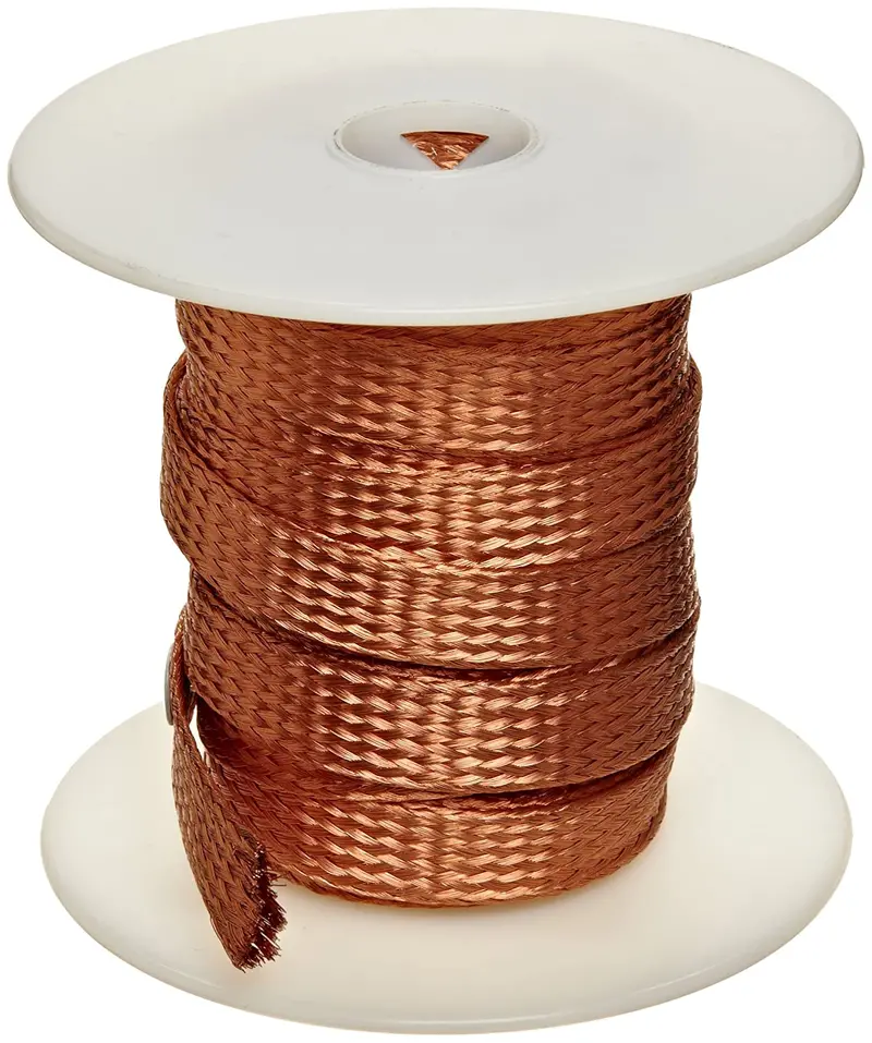 25-Foot Spool of 15-Gauge Tubular Bare Copper Braid — 1/8″ ID for Grounding & RF Applications