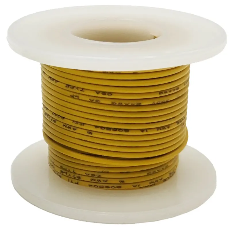 25-Foot Yellow 24-AWG Tinned Copper Hook-Up Wire with PVC Insulation