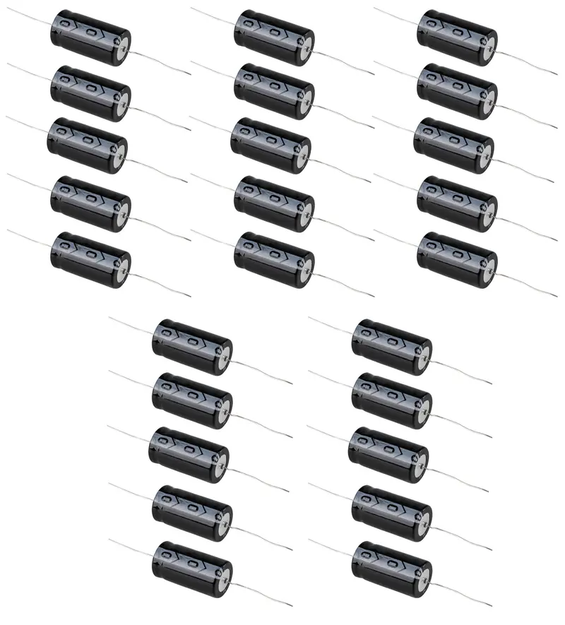 25-Pack 50V 100µF Axial-Lead Aluminum Electrolytic Capacitors
