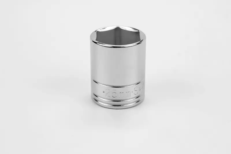25mm 6-Point Standard Metric Chrome Socket — 1/2-Inch Drive