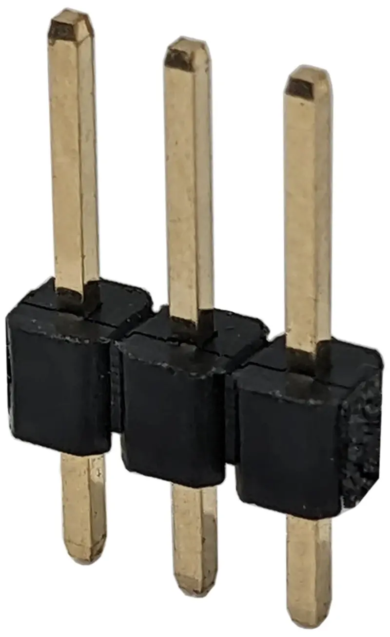 3-Pin Single-Row Male Header – 0.1″ Pitch, 0.025″ Square Pins for Sensor, I/O, or Serial Interface Use