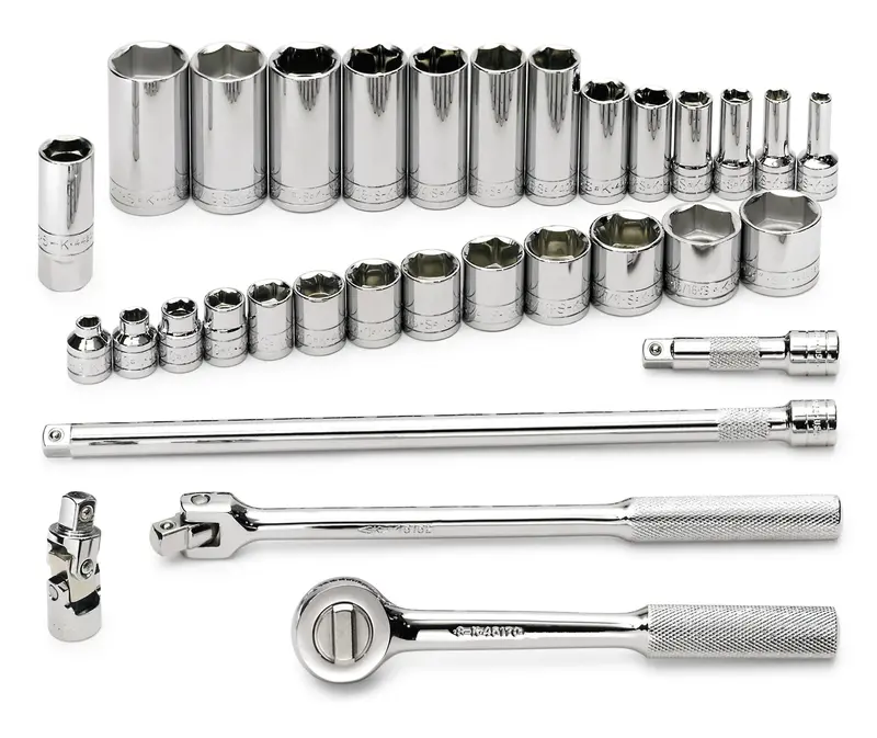 32-Piece 3/8″ Drive 6-Point Standard & Deep SAE Socket Set