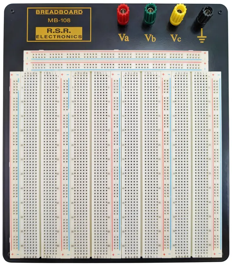 3220 Full-Size Solderless Breadboard – 4 Binding Posts, Metal Backplate, Rubber Feet (10.2″ × 9.4″)