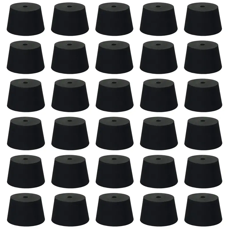 33-Piece Rubber Stopper Assortment – Size #3 Single-Hole Stoppers (24mm Top / 18mm Base / 5mm Hole)