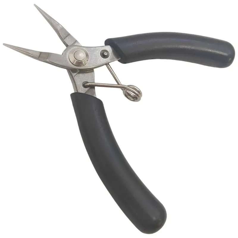 4.5-Inch Round-Nose Pliers in Stainless Steel with Spring Return and Soft-Touch Handles