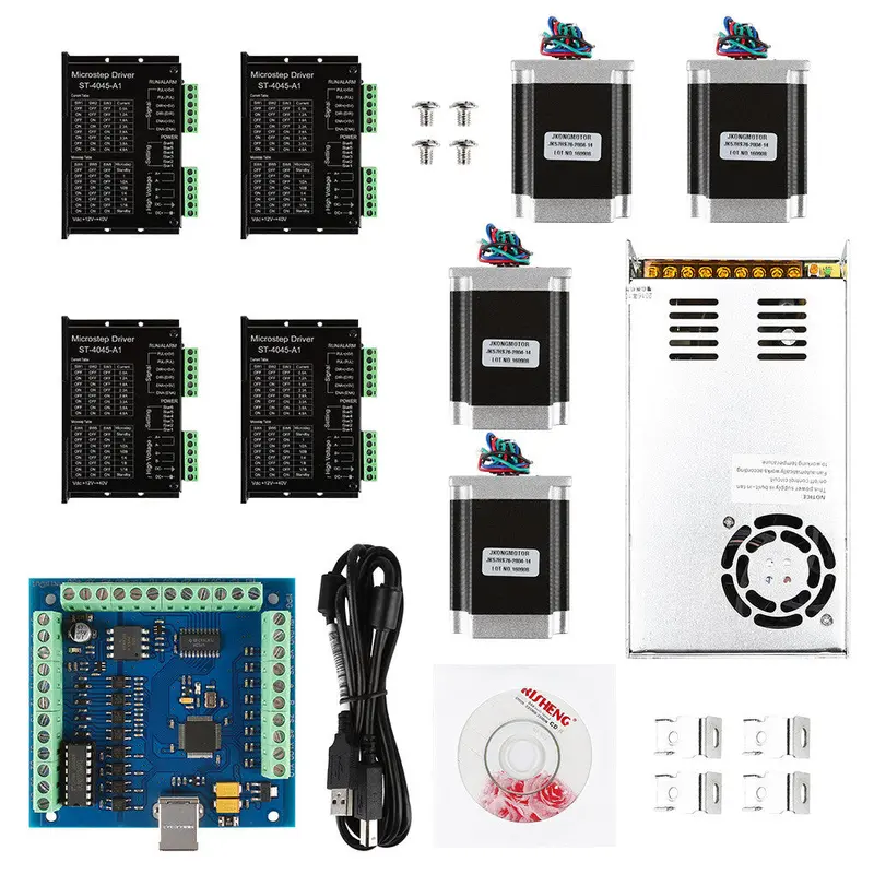 4-Axis CNC Kit with ST-4045 Driver, USB Controller, NEMA23 Motors & 36V PSU (Open Box, Discontinued)