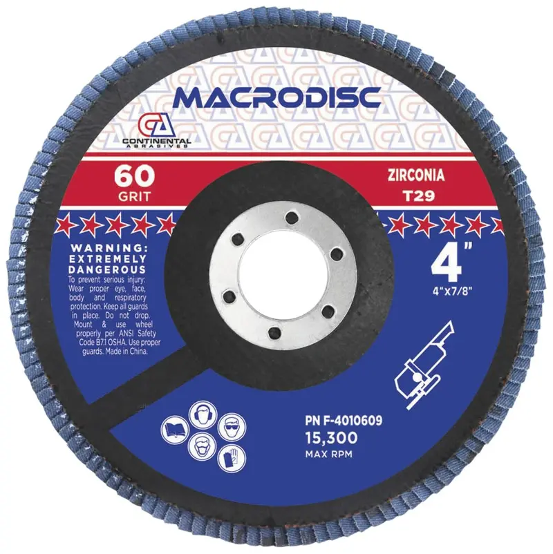 4-Inch Type 29 Zirconia Flap Discs – 5/8″ Arbor, 60 Grit (10-Pack)