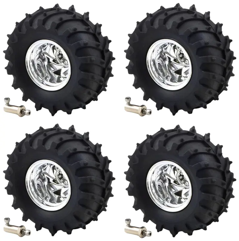 4-Pack Dagu Spiked Rubber Wheels — 120mm Diameter, 60mm Width, 4mm Axle (RS003CS)