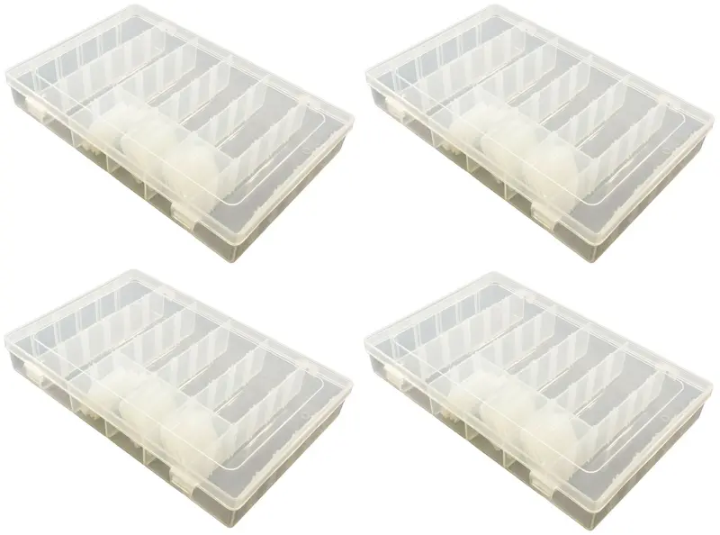 4-Pack Modular Component Storage Box – 14 Adjustable Dividers, 10.8″ × 6.9″ × 1.8″, Flexible Polypropylene