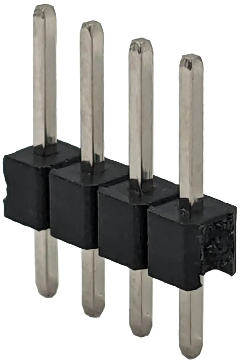 4-Pin Straight Male Header – Single Row, 0.025″ Square Pins, 0.1″ Pitch