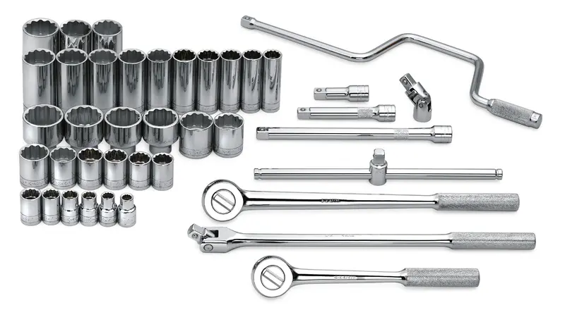 40-Piece 1/2″ Drive 12-Point SAE Socket Set – Standard and Deep