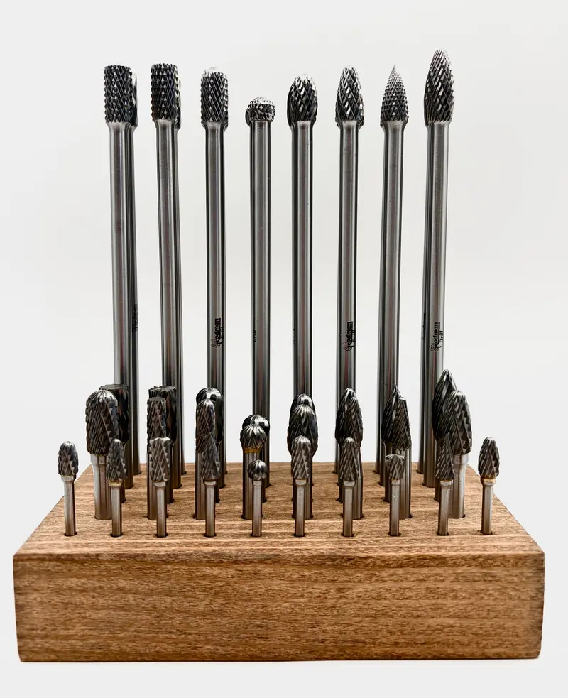 42-Piece Carbide Rotary Burr Set for Metalworking: 1/4″ Regular and Extended Shank Bits for Steel & Aluminum, Plus 10-Piece 1/8″ Dremel-Compatible Assortment