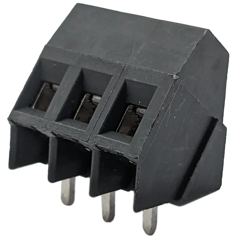 45° Side-Entry Screw Terminal Block – 3-Way Wire-to-Board Connection