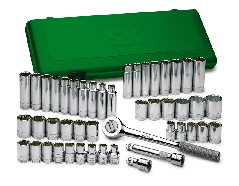 47-Piece 1/2″ Drive 12-Point SAE & Metric Socket Set – Standard and Deep