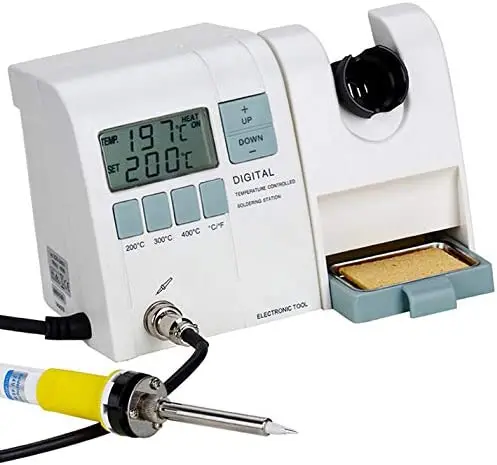 48W ESD-Safe Temperature-Controlled Soldering Station with Digital Display