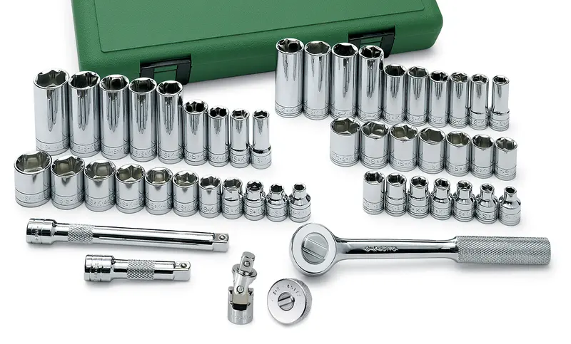 49-Piece 3/8″ Drive 6-Point Socket Set – SAE & Metric, Standard and Deep