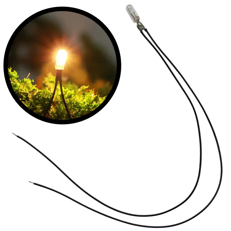 4mm Warm White Incandescent Bulb with Leads — 12V, 70mA