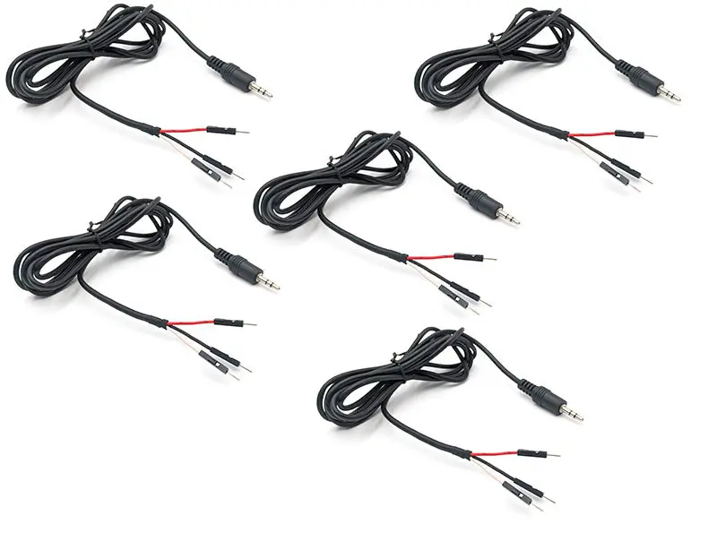 5-Pack 3.5mm Stereo Male to 3x Dupont Male Breakout Cable – 6-Foot Total Length