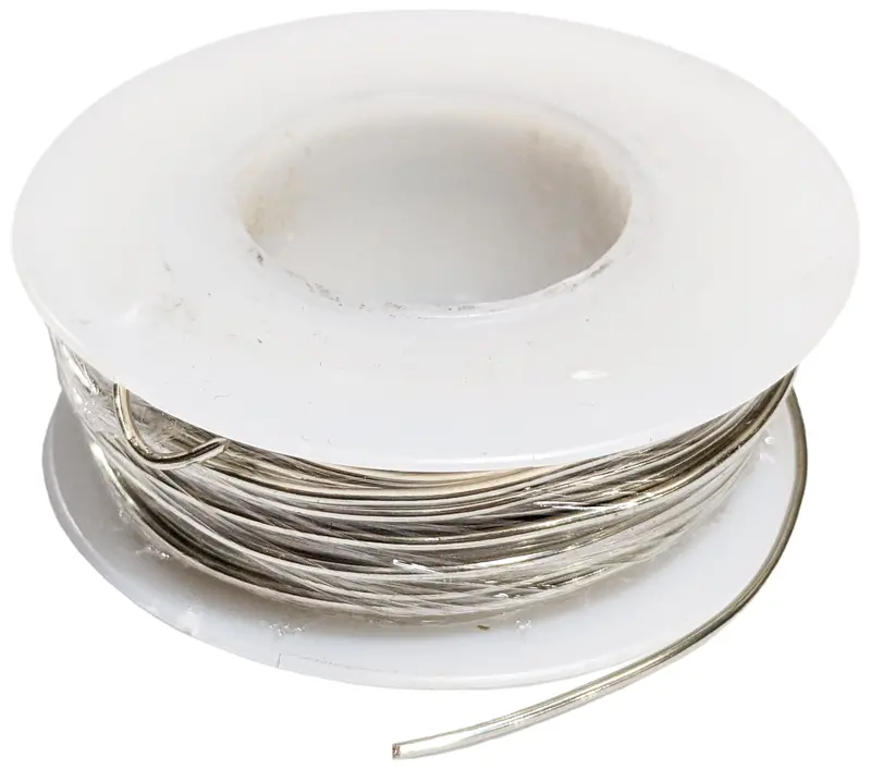 50-Foot Roll of 18-Gauge Silver-Tinned Copper Crafting Wire – Uninsulated, Solder-Ready