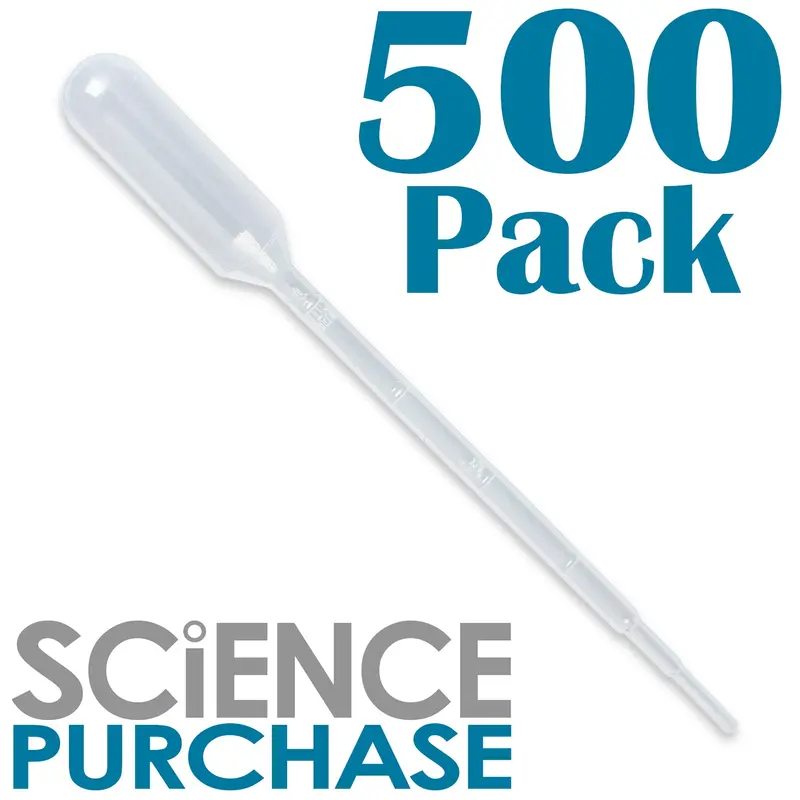 500-Count Graduated Plastic Pipettes — Marked to 1mL with 0.25mL Increments