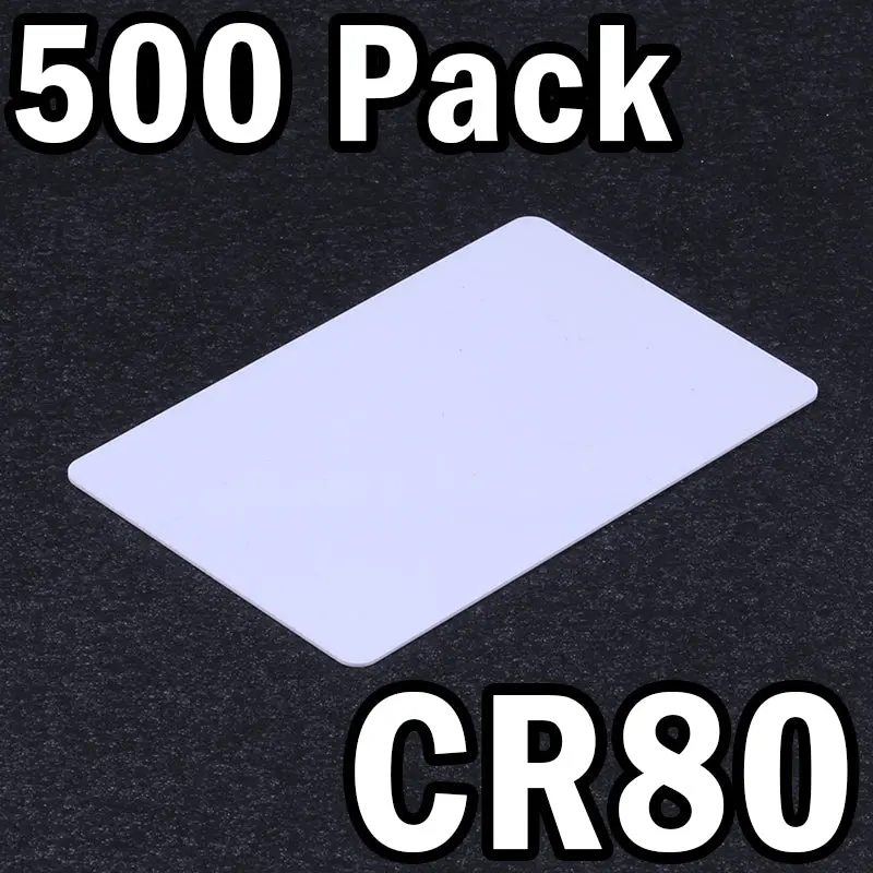 500-Pack Glossy White CR80 PVC Blank ID Cards (3.375″ × 2.125″)