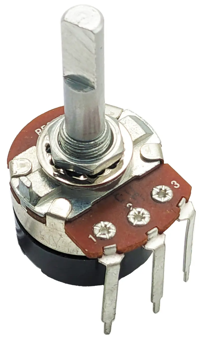 500KΩ Panel-Mount Potentiometer – 1/2W, Single-Turn, Round Shaft for Audio Applications