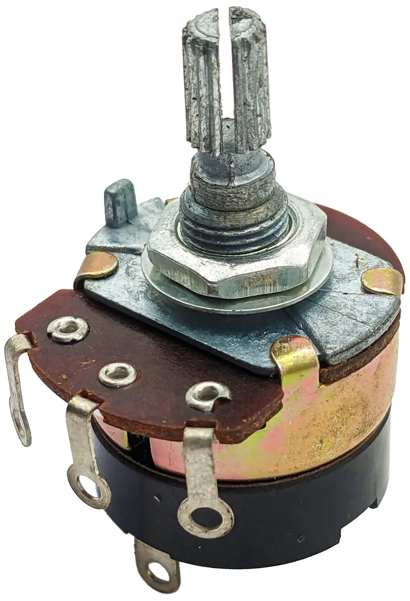 50KΩ Panel-Mount Potentiometer with Integrated Switch – 1/2W, Single-Turn, Round Shaft