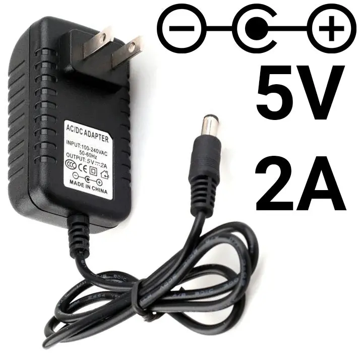 5V DC 2A Wall Adapter – 5.5×2.1 mm Barrel Plug (Center Positive)