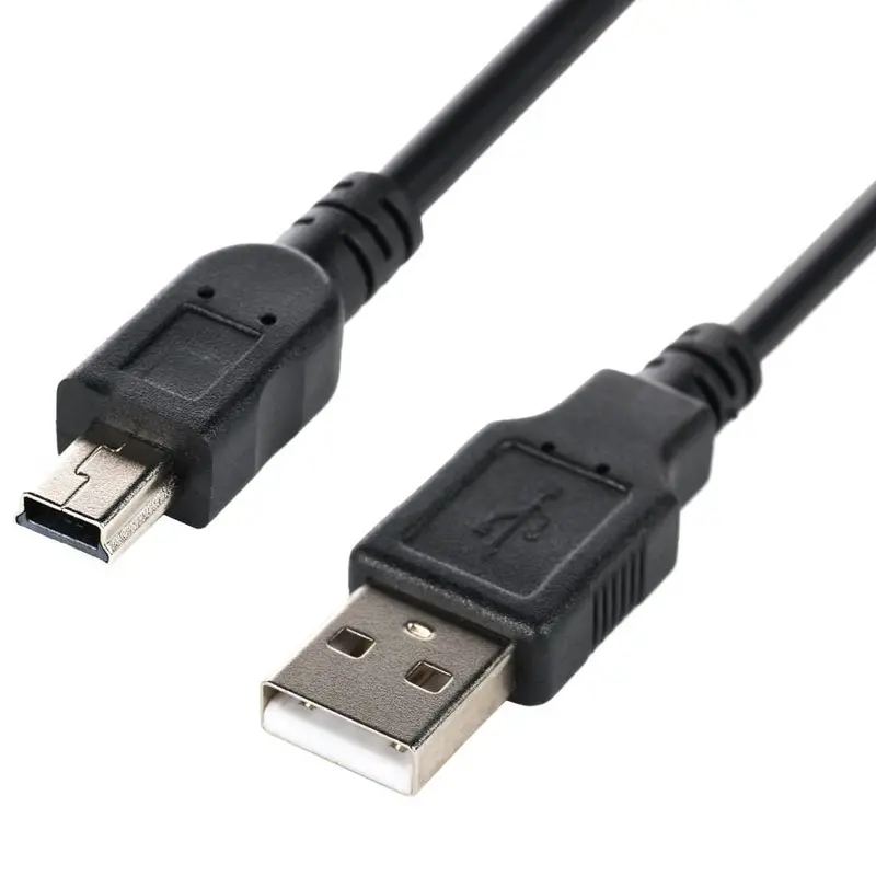 6-Foot USB 2.0 A-to-Mini-B Cable – Black 28AWG Braided Cord for Reliable Connectivity