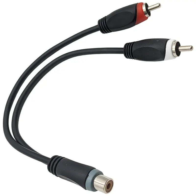 6-Inch RCA Female to Dual RCA Male Y-Splitter Adapter Cable