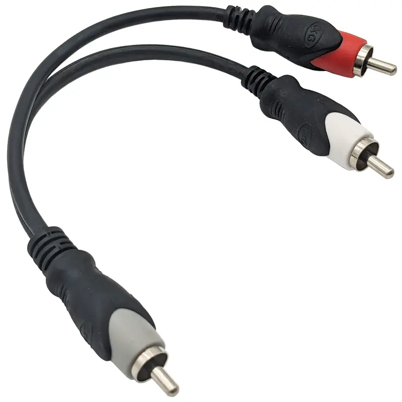 6-Inch RCA Male to Dual RCA Male Y-Cable for Audio/Video Duplication