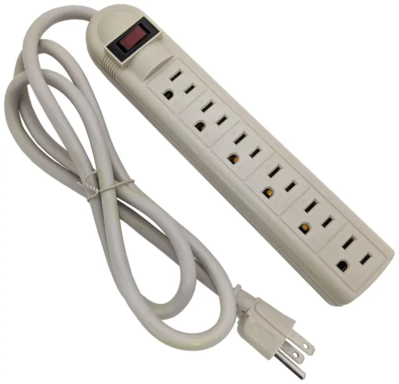 6-Outlet UL-Certified Surge Protector Power Strip – Wall-Mountable with Master On/Off Switch & Overload Protection